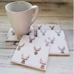 Deer Head Ceramic Coasters